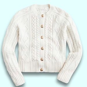 J Crew IVORY Cable-knit cardigan